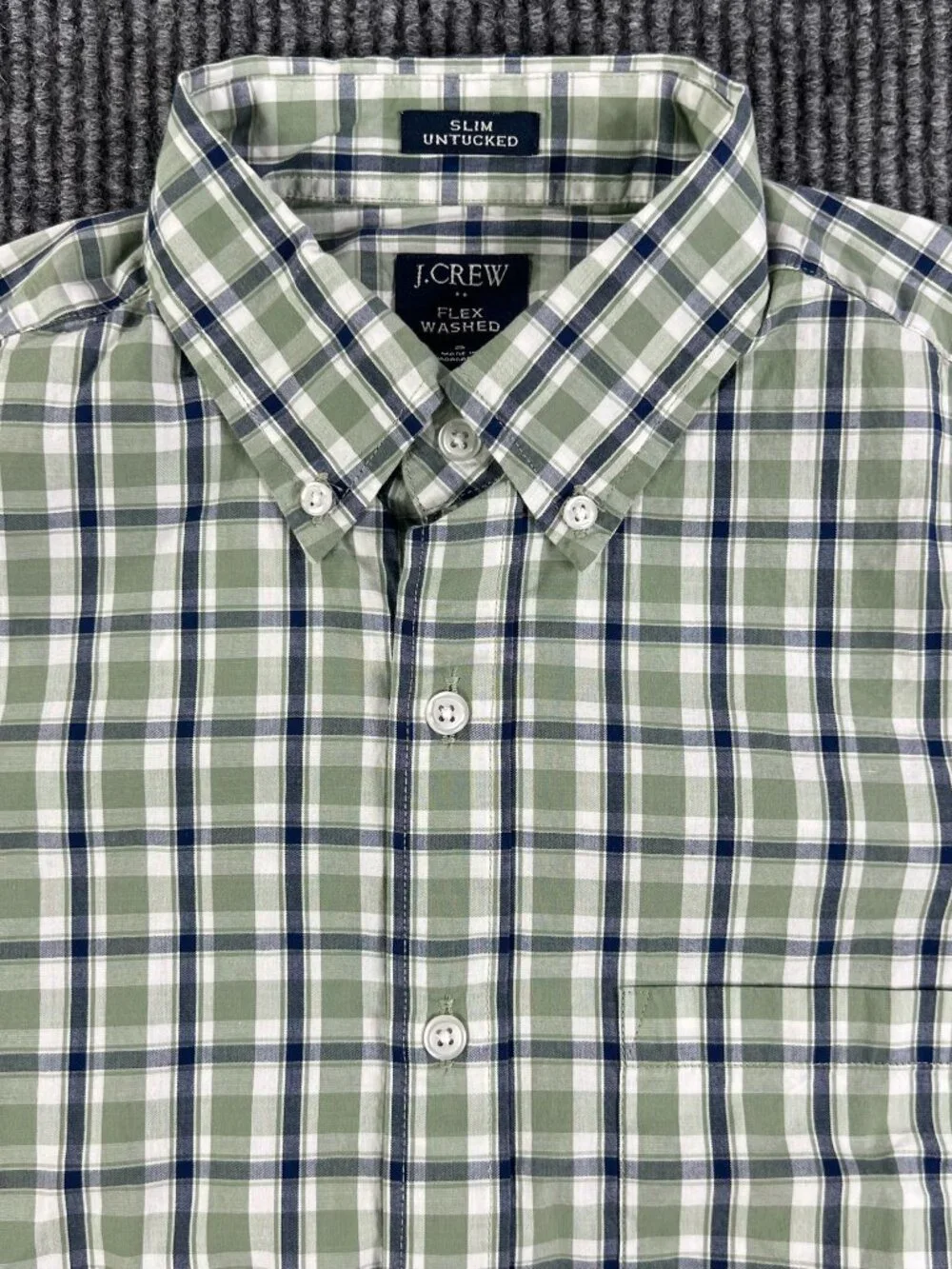 J.Crew Slim Untucked Plaid Button Down Shirt Green/Navy Blue Men’s Small NWT